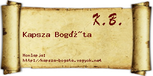 Kapsza Bogáta névjegykártya